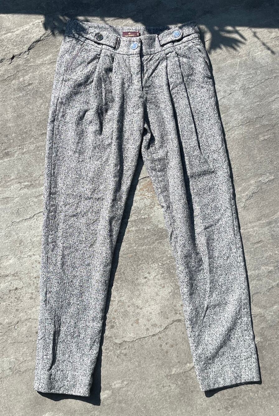 Mulberry England Tailored Heather Grey Wool Trousers 🧳 UK 8 US 4